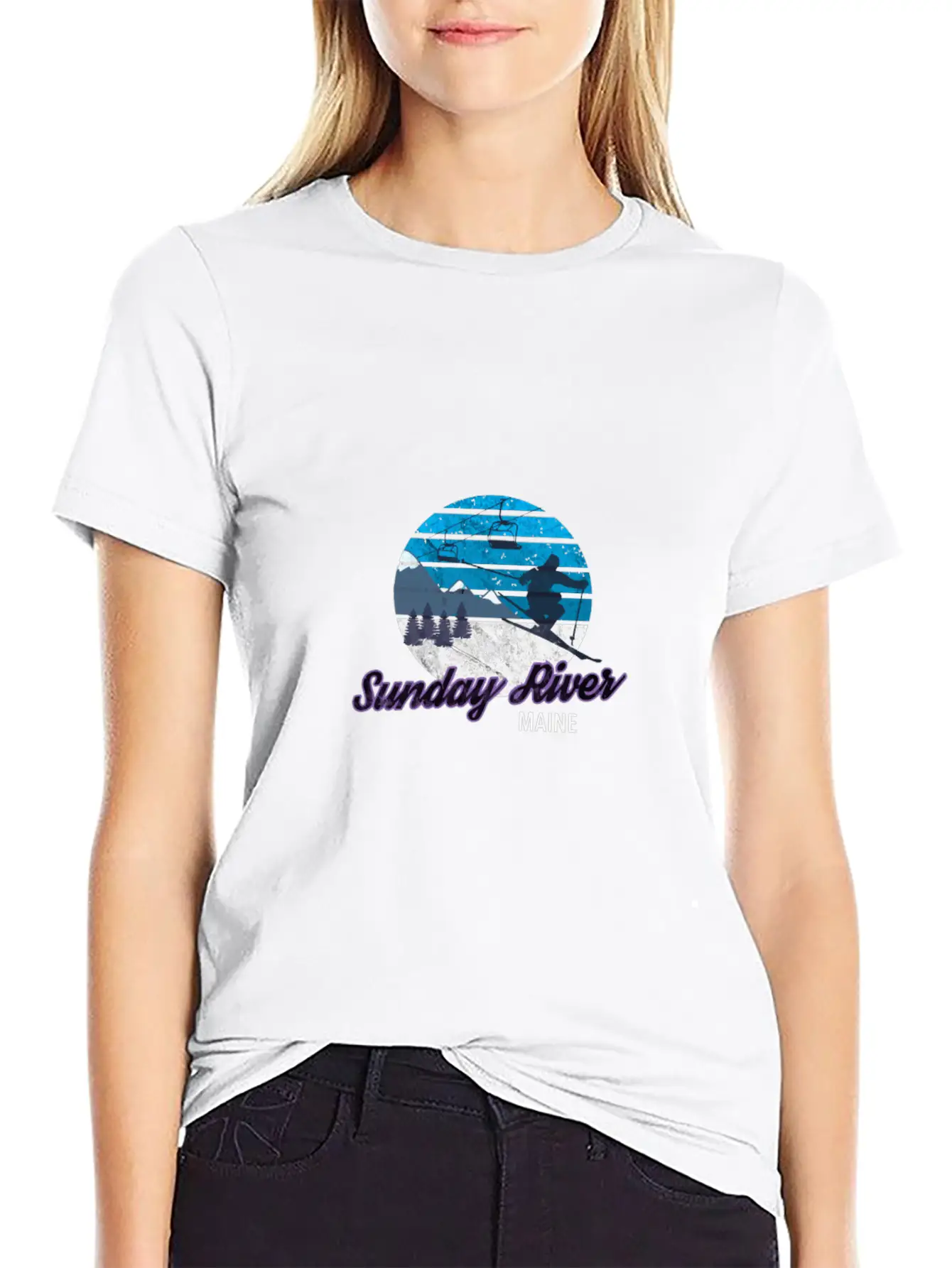 Sunday River Newry Maine New England Ski Snowboard Relaxed Everyday Tee – Lightweight And Durable Cotton