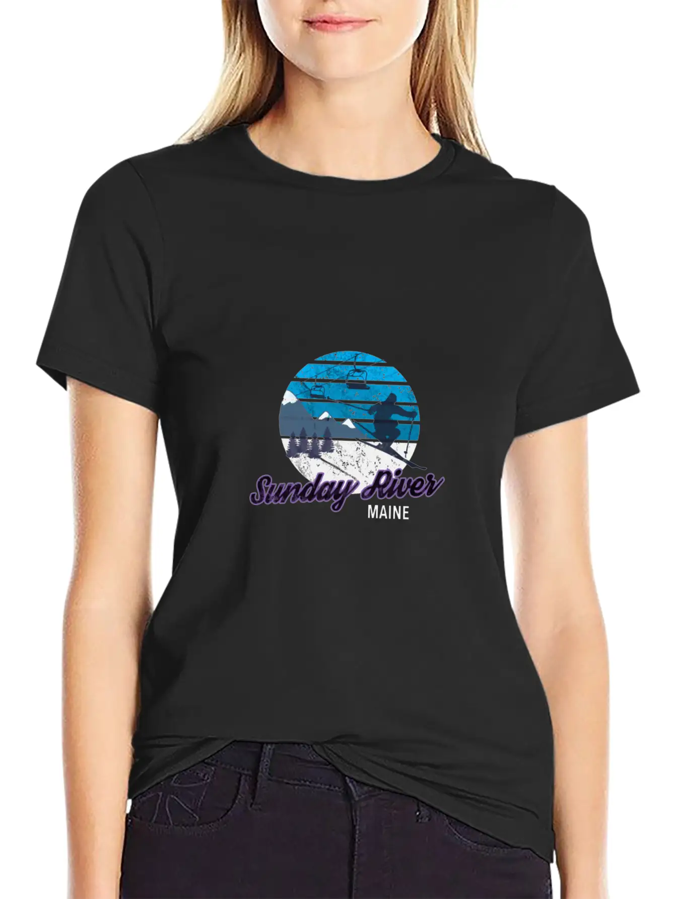 Sunday River Newry Maine New England Ski Snowboard Relaxed Everyday Tee – Lightweight And Durable Cotton