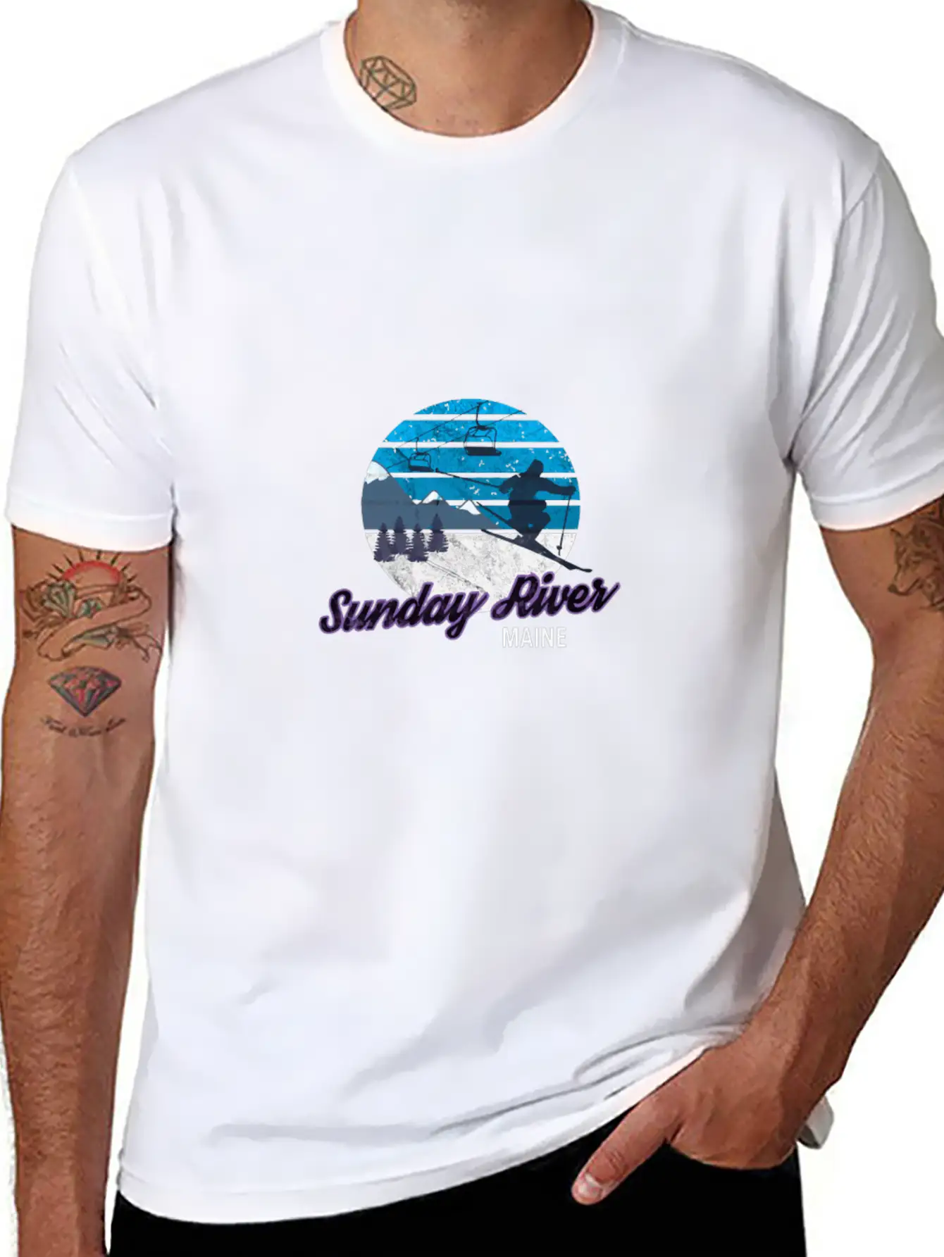 Sunday River Newry Maine New England Ski Snowboard Relaxed Everyday Tee – Lightweight And Durable Cotton
