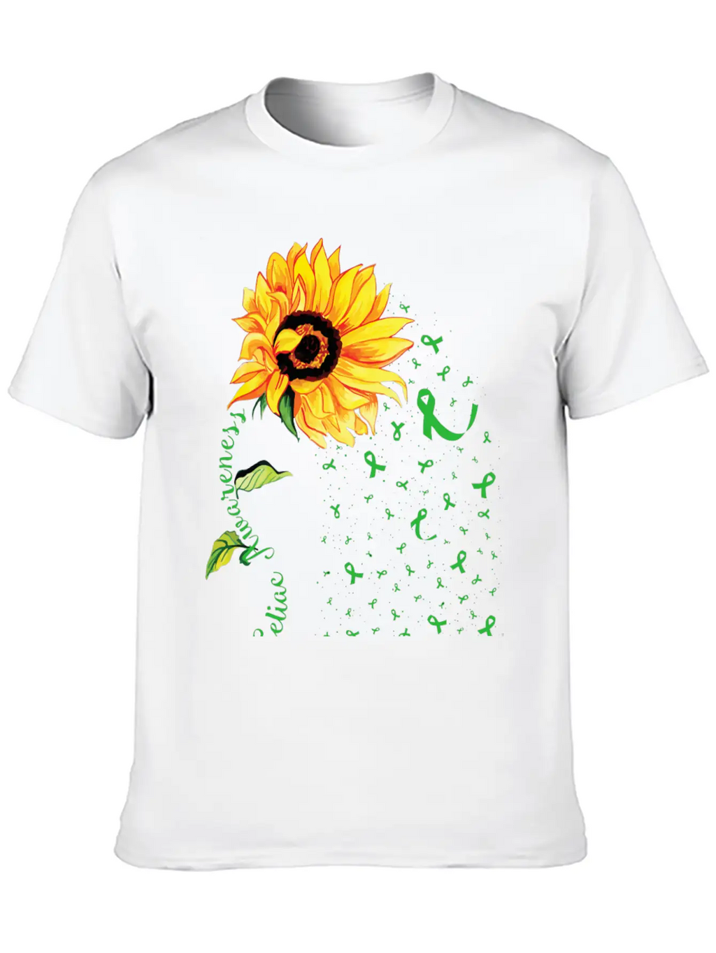 Sunflower Celiac Awareness Green Ribbon Essential Cotton Tee For Daily Outfits – Unisex Style
