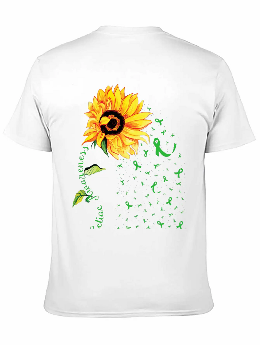 Sunflower Celiac Awareness Green Ribbon Essential Cotton Tee For Daily Outfits – Unisex Style