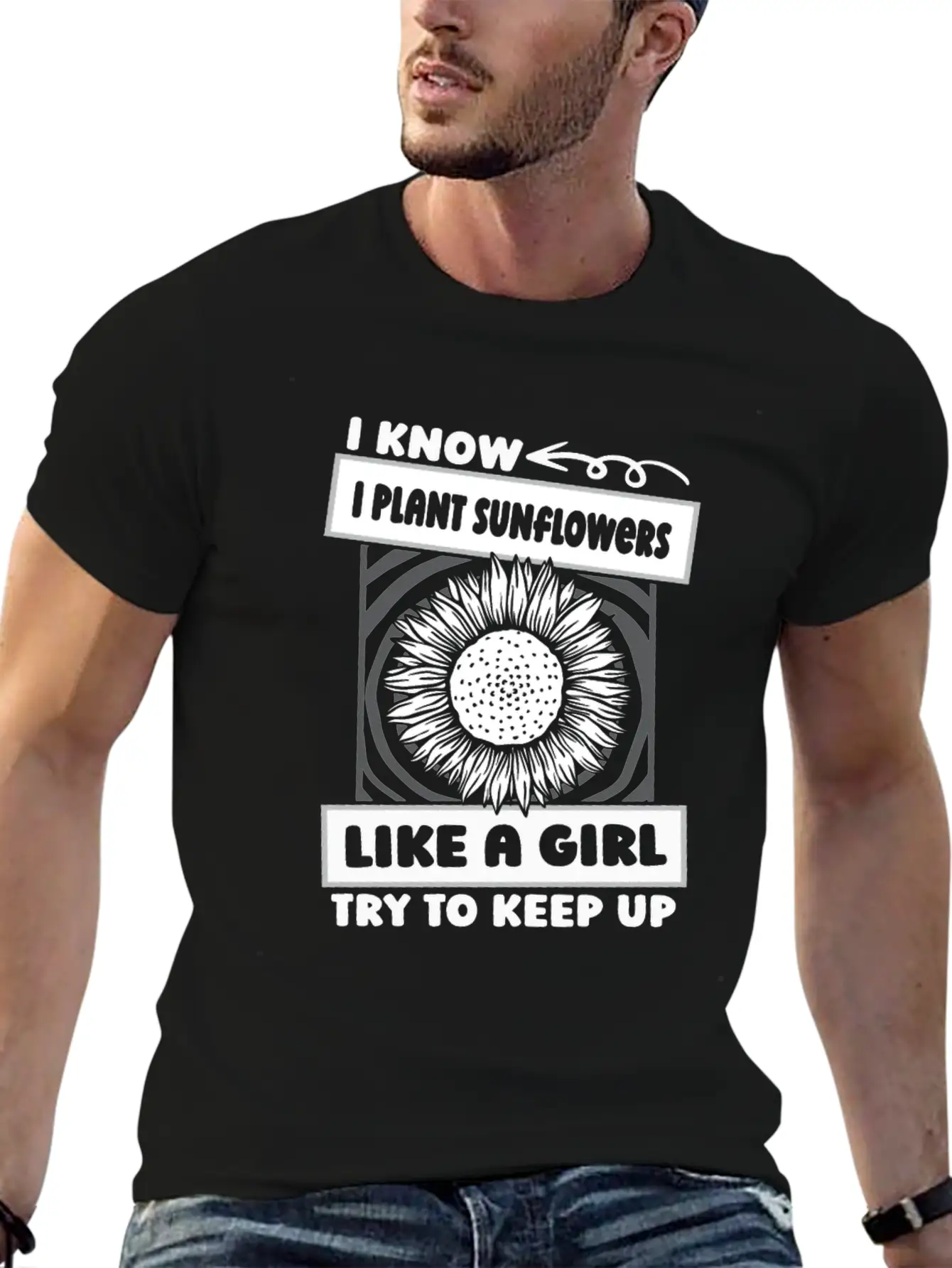 Sunflower Gardening Girl Basic Graphic T-Shirt – Daily Comfort In Soft Cotton