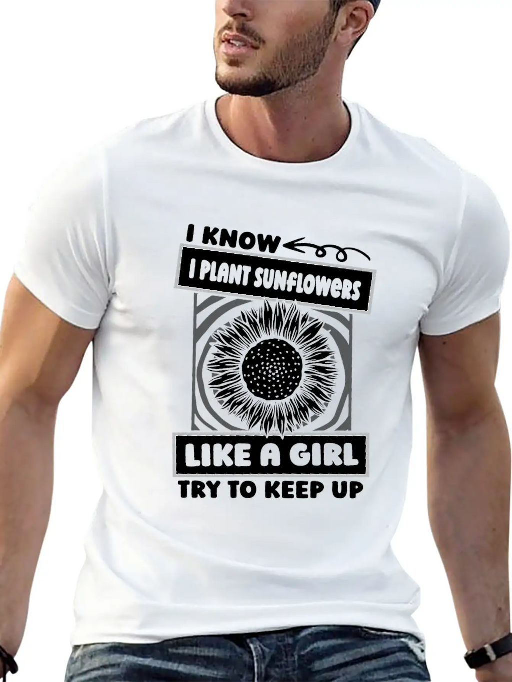 Sunflower Gardening Girl Basic Graphic T-Shirt – Daily Comfort In Soft Cotton