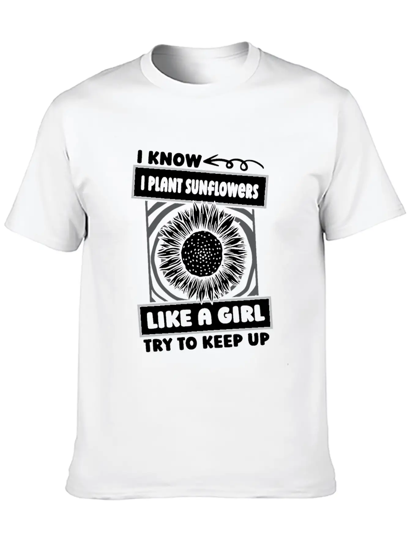 Sunflower Gardening Girl Basic Graphic T-Shirt – Daily Comfort In Soft Cotton