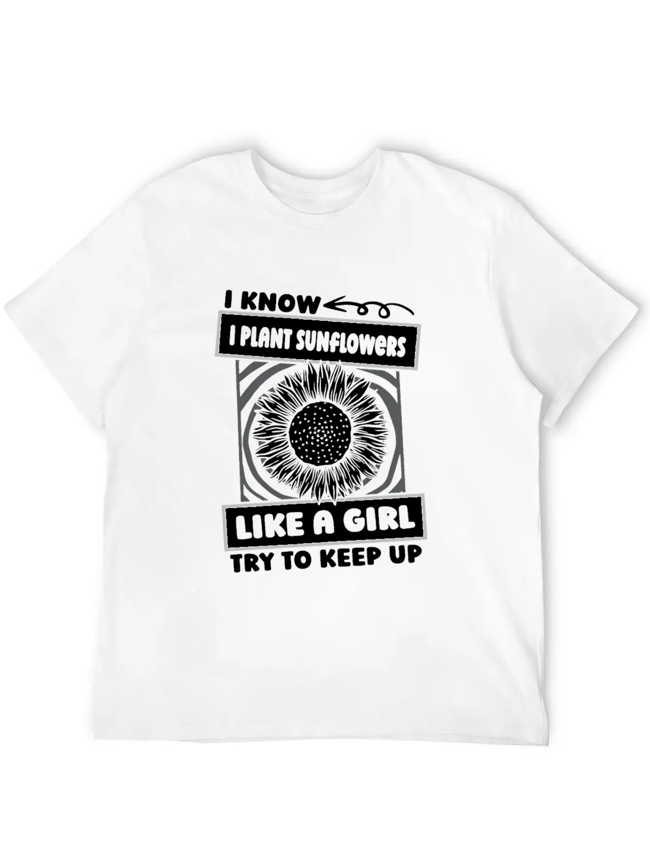 Sunflower Gardening Girl Basic Graphic T-Shirt – Daily Comfort In Soft Cotton