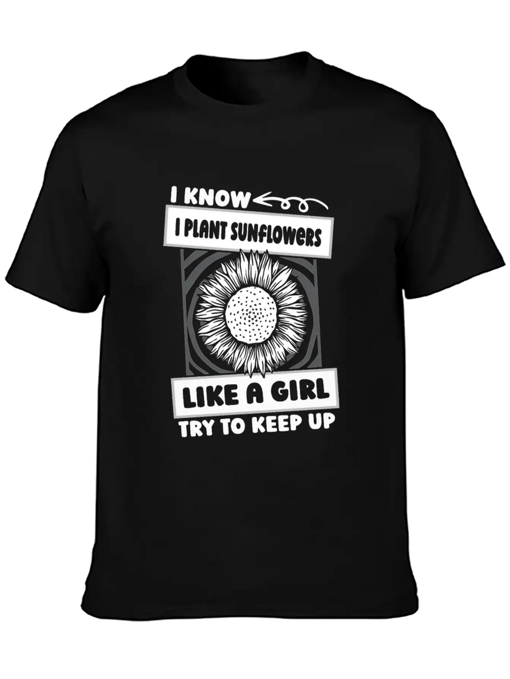Sunflower Gardening Girl Basic Graphic T-Shirt – Daily Comfort In Soft Cotton