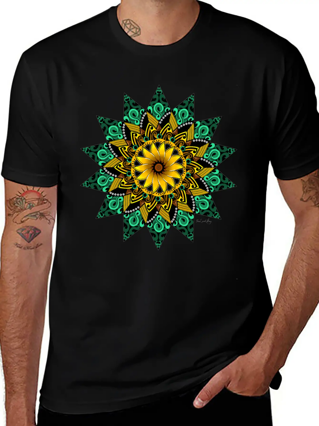 Sunflower Mandala Stylish Everyday T-Shirt – Unisex Basic Cotton Tee