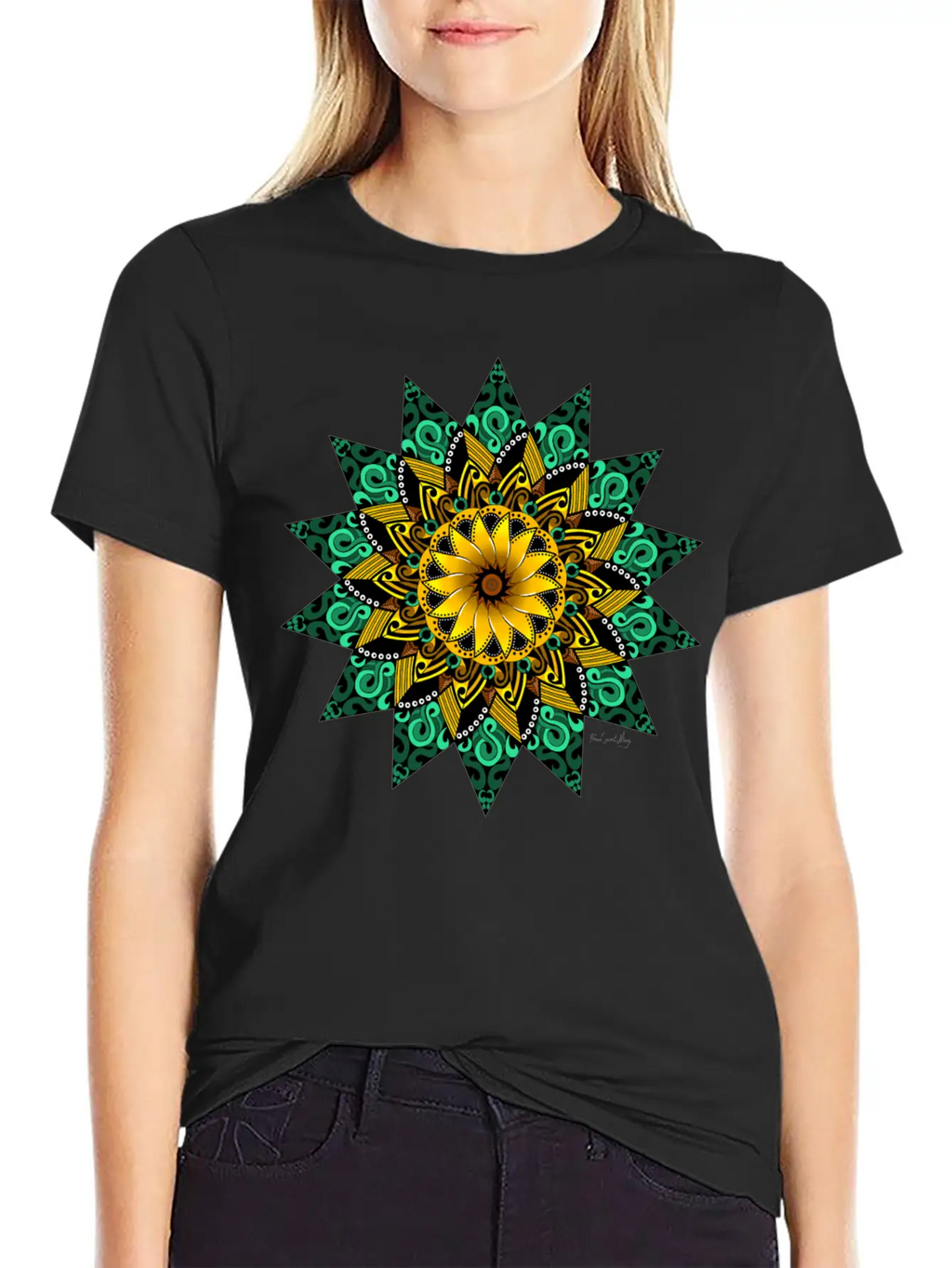 Sunflower Mandala Stylish Everyday T-Shirt – Unisex Basic Cotton Tee