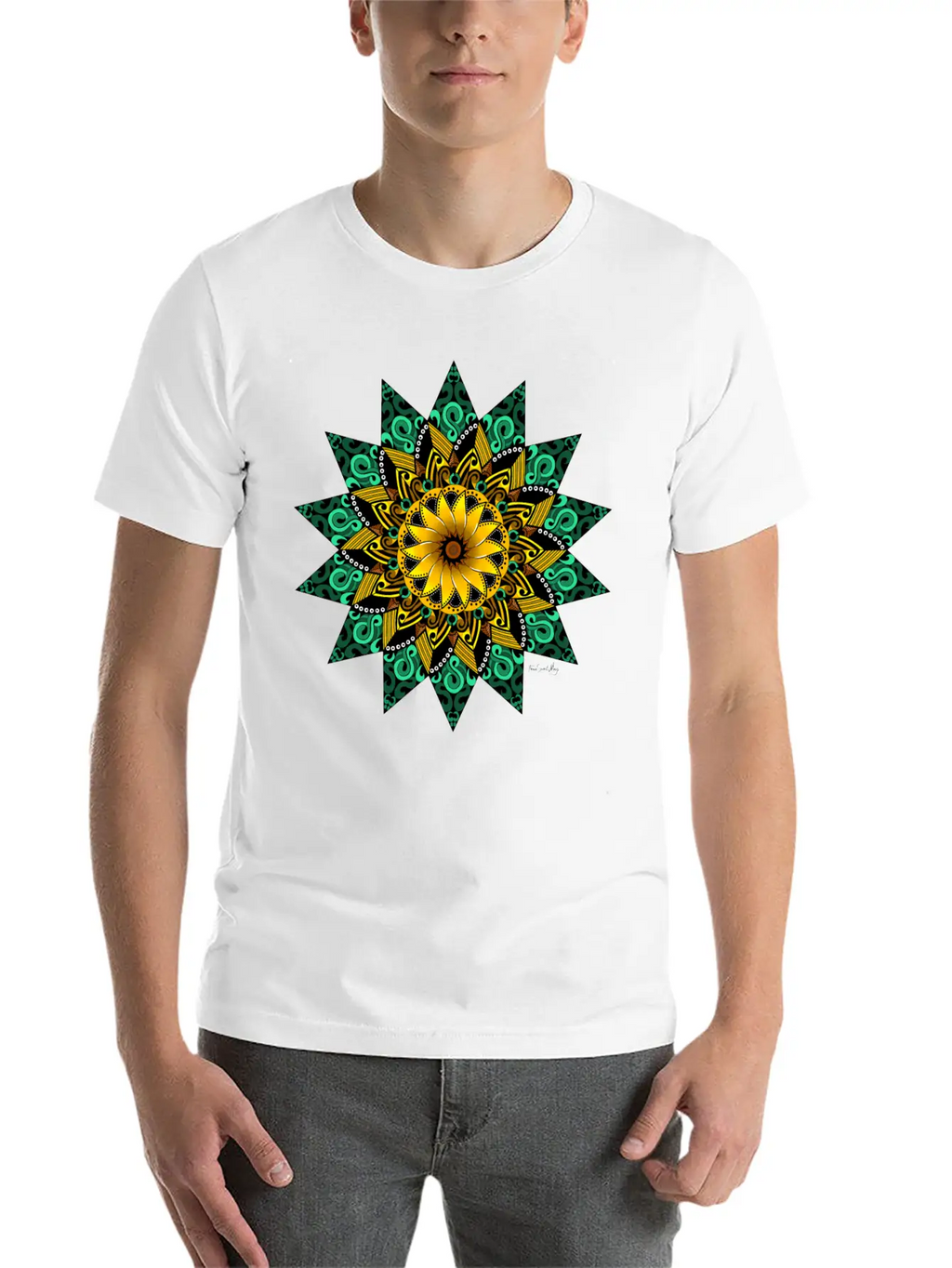 Sunflower Mandala Stylish Everyday T-Shirt – Unisex Basic Cotton Tee