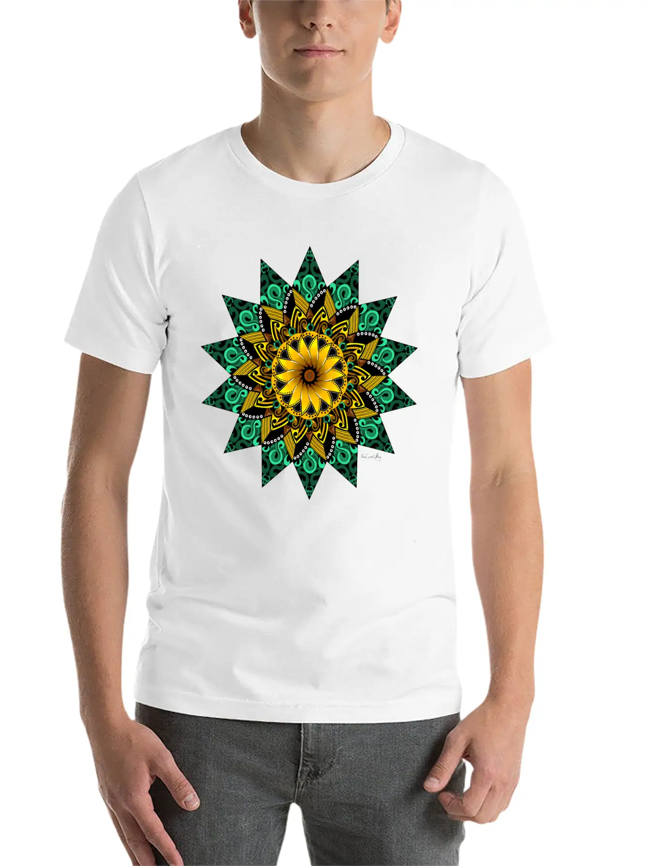 Sunflower Mandala Stylish Everyday T-Shirt – Unisex Basic Cotton Tee