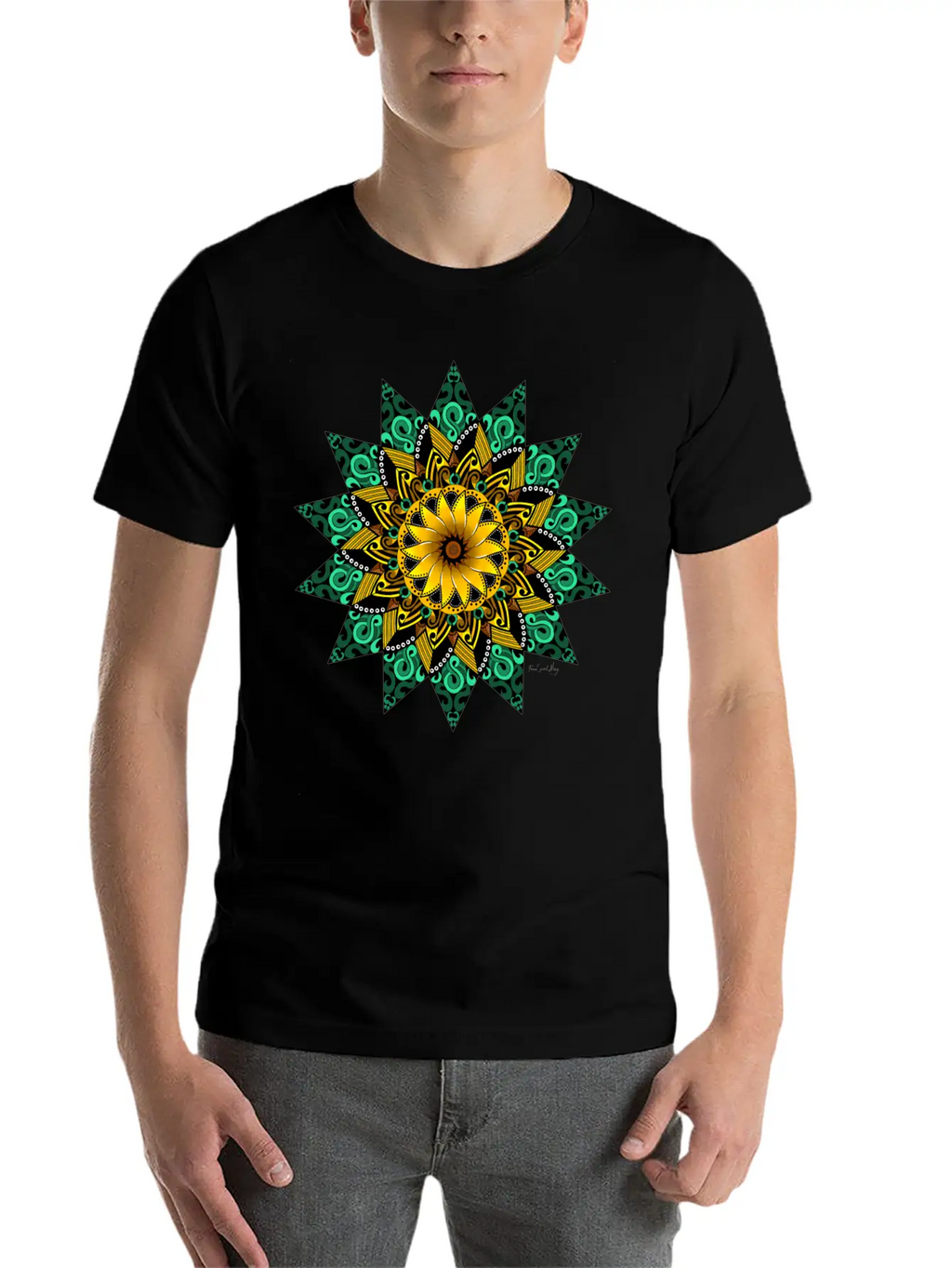Sunflower Mandala Stylish Everyday T-Shirt – Unisex Basic Cotton Tee