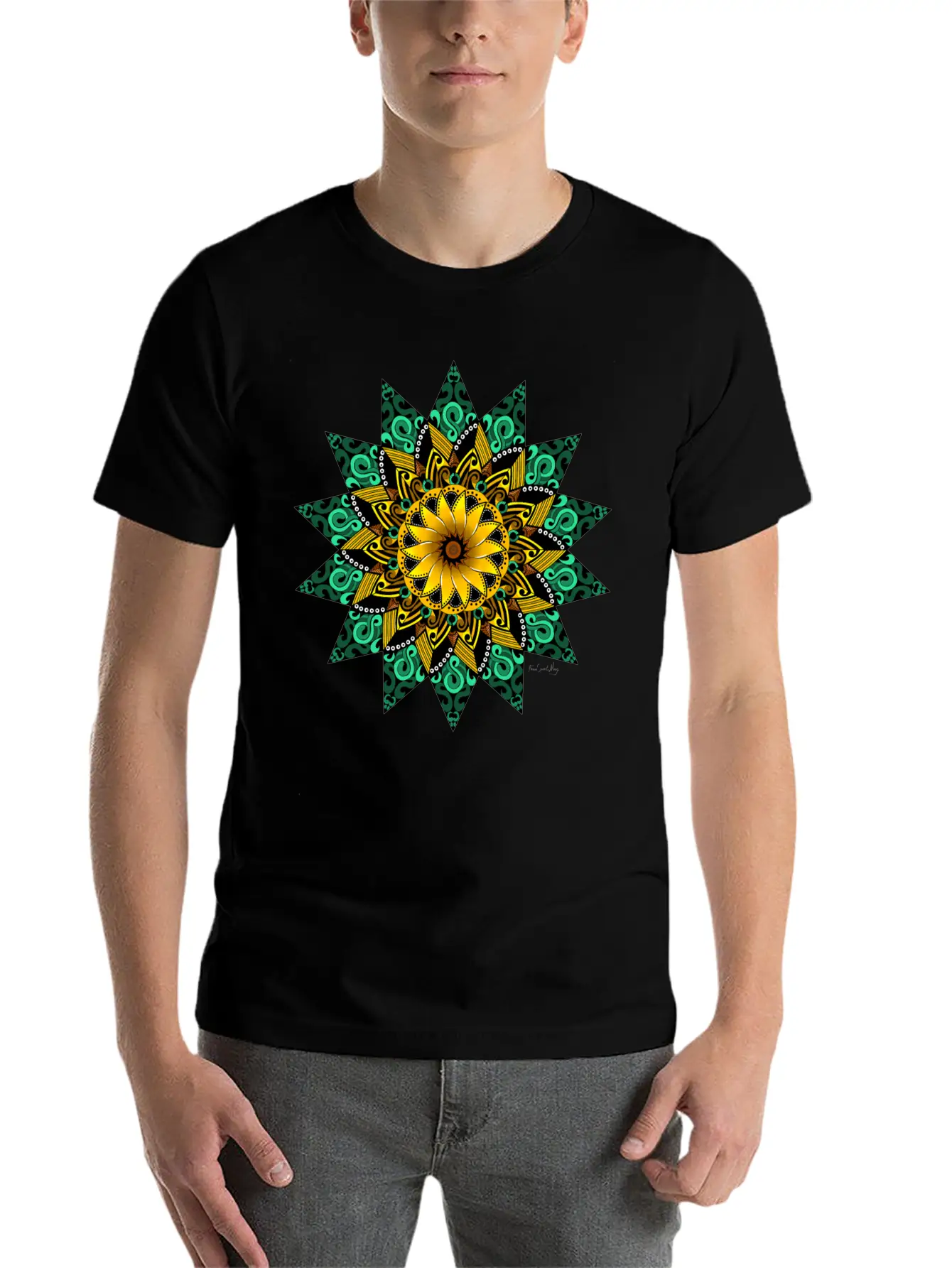 Sunflower Mandala Stylish Everyday T-Shirt – Unisex Basic Cotton Tee