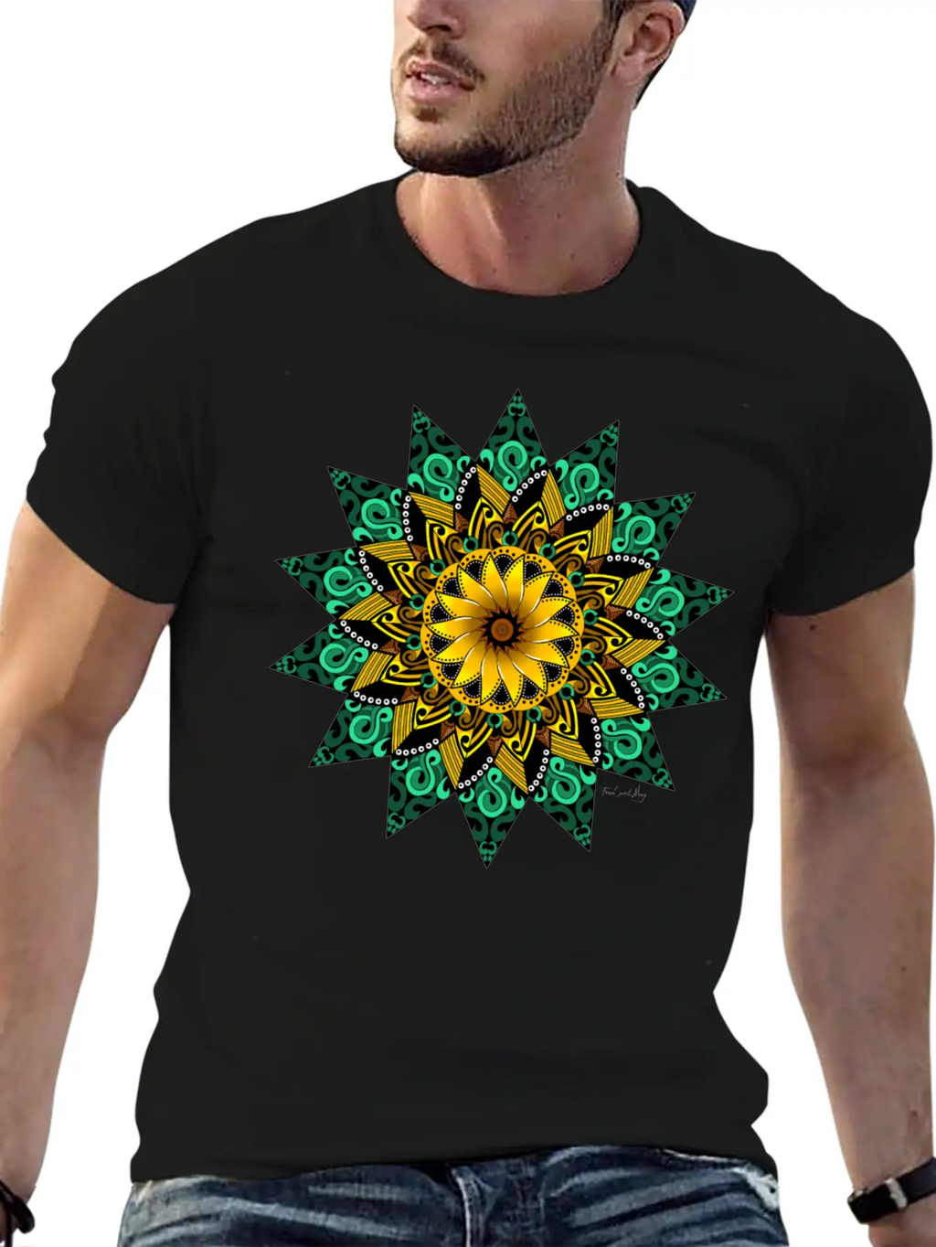 Sunflower Mandala Stylish Everyday T-Shirt – Unisex Basic Cotton Tee