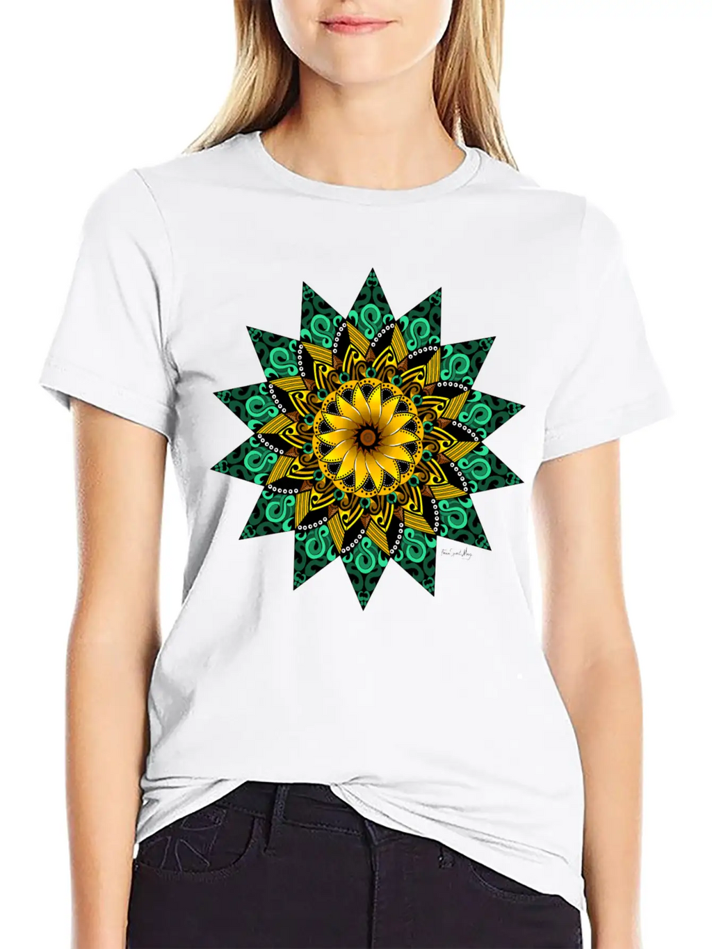 Sunflower Mandala Stylish Everyday T-Shirt – Unisex Basic Cotton Tee