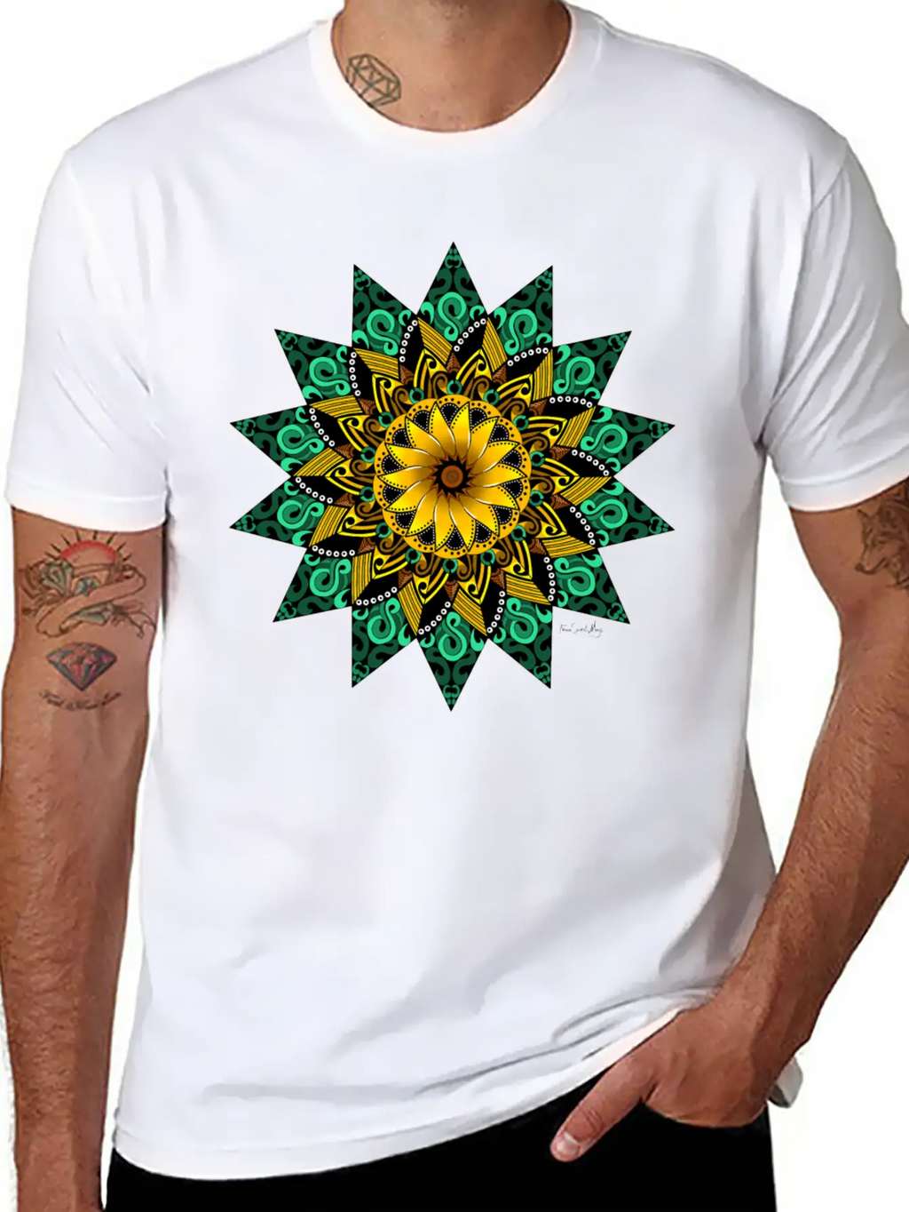 Sunflower Mandala Stylish Everyday T-Shirt – Unisex Basic Cotton Tee