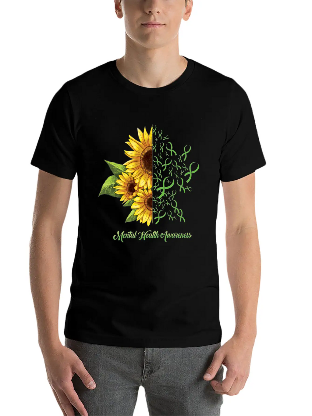 Sunflower May Green Mental Health Awareness Breathable Soft Cotton T-Shirt – Timeless Casual Look