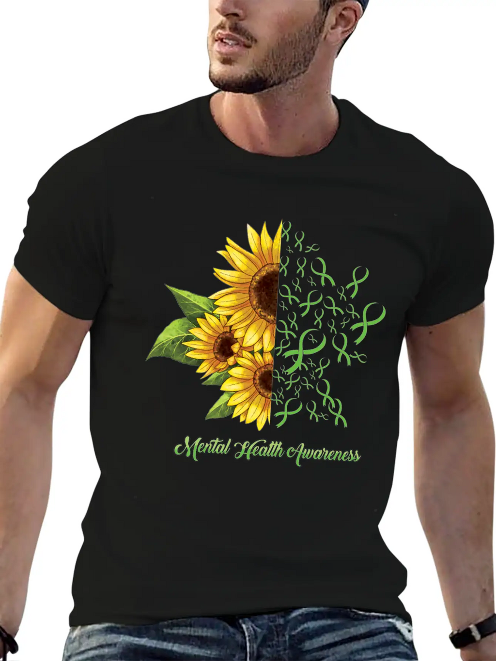 Sunflower May Green Mental Health Awareness Breathable Soft Cotton T-Shirt – Timeless Casual Look