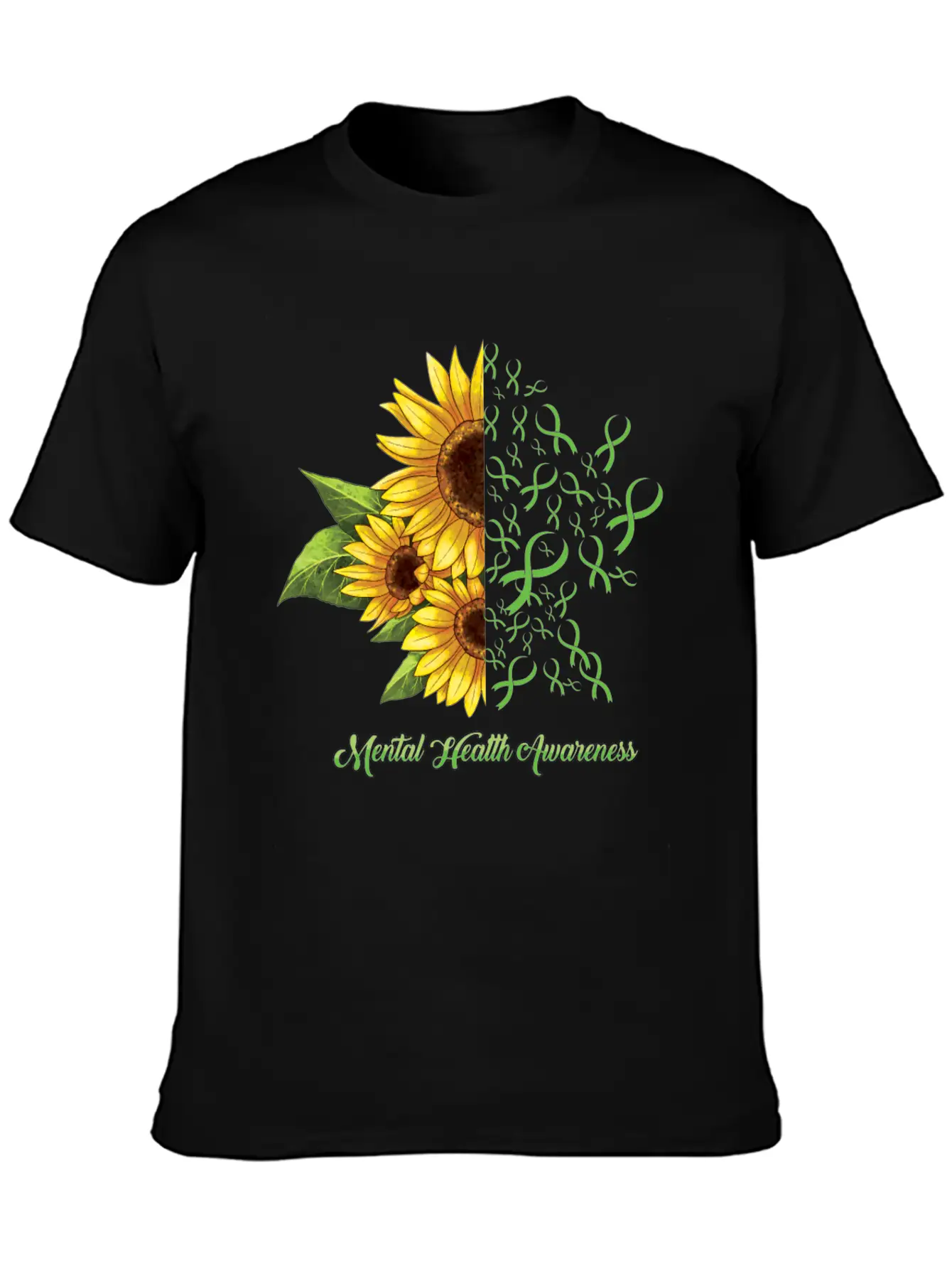 Sunflower May Green Mental Health Awareness Breathable Soft Cotton T-Shirt – Timeless Casual Look