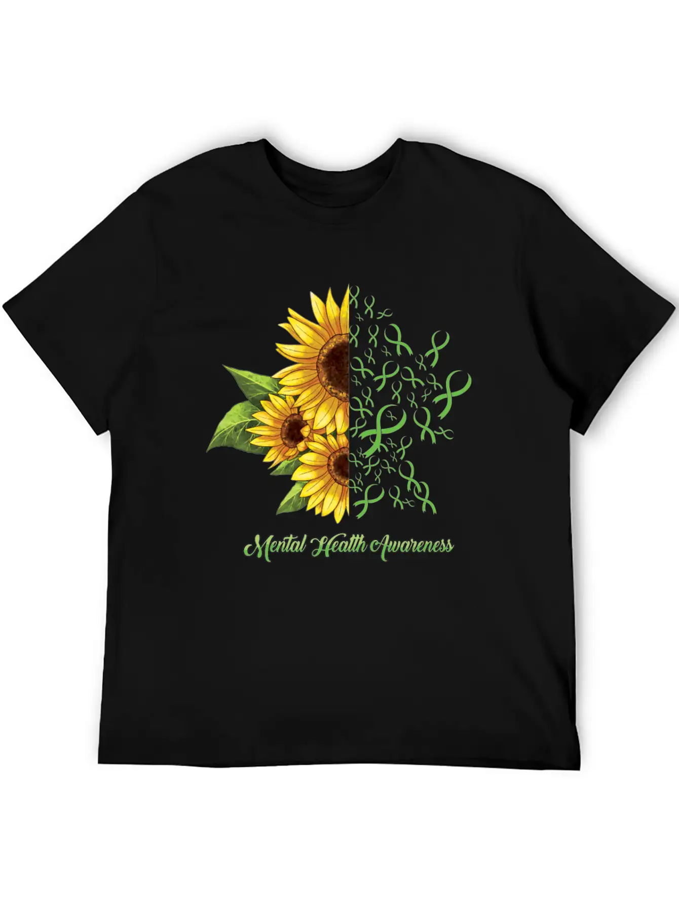 Sunflower May Green Mental Health Awareness Breathable Soft Cotton T-Shirt – Timeless Casual Look
