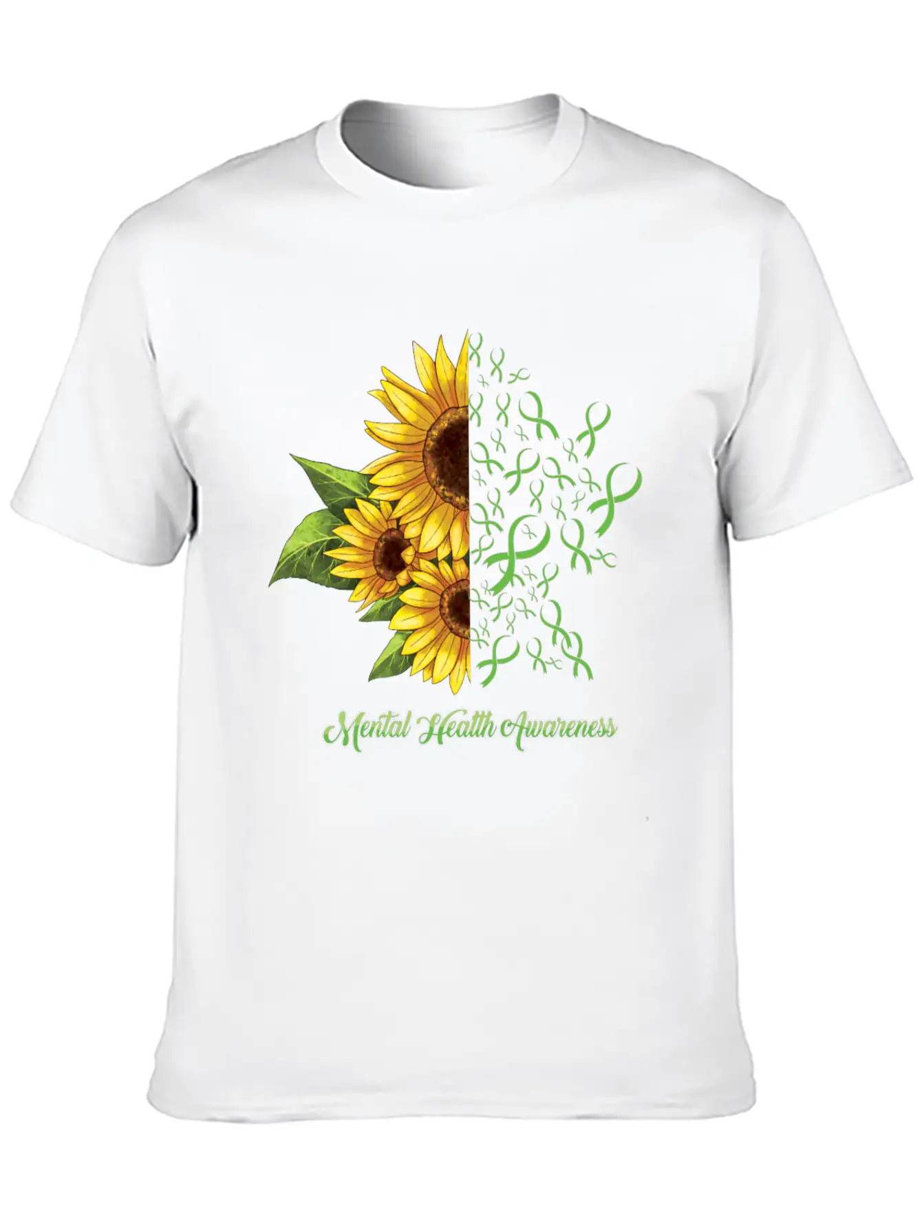 Sunflower May Green Mental Health Awareness Breathable Soft Cotton T-Shirt – Timeless Casual Look
