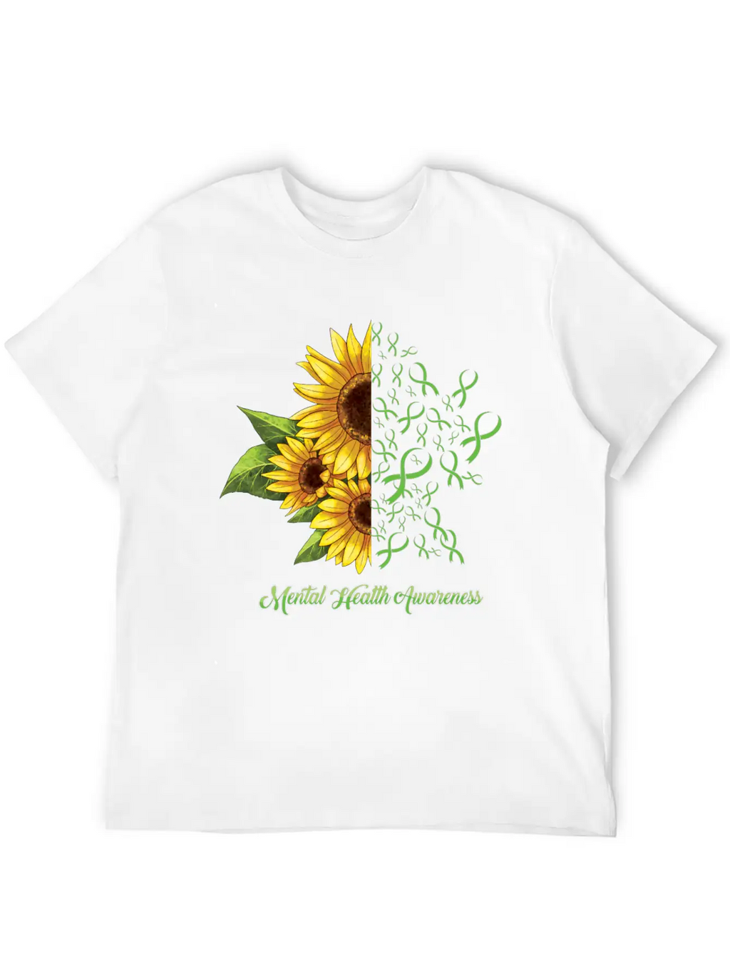 Sunflower May Green Mental Health Awareness Breathable Soft Cotton T-Shirt – Timeless Casual Look