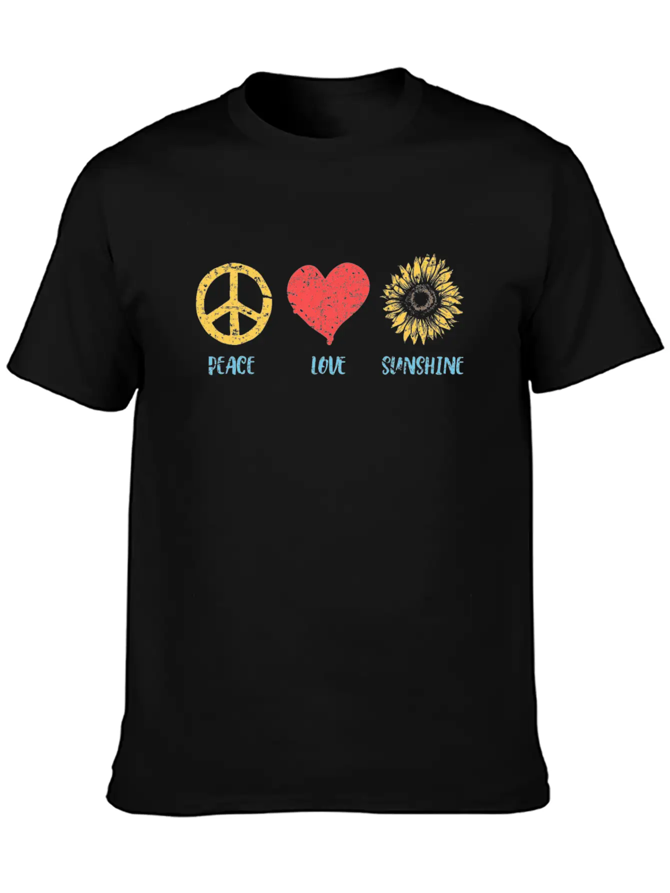 Sunflower Peace Sign Love Sunshine Vintage Hippie Breathable Graphic T-Shirt – Perfect For Casual Days