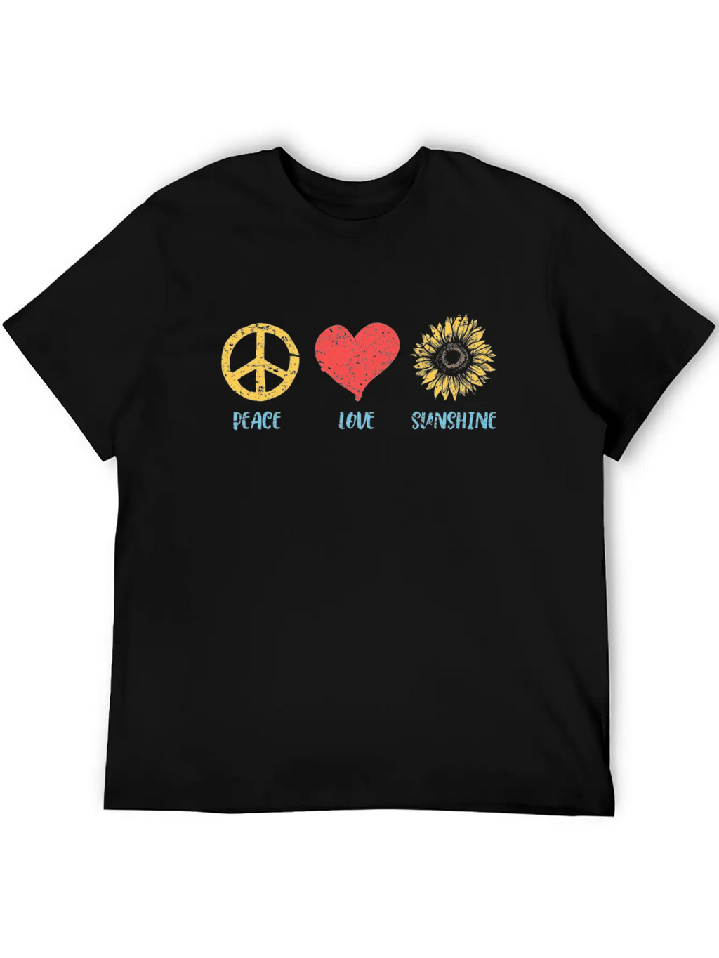 Sunflower Peace Sign Love Sunshine Vintage Hippie Breathable Graphic T-Shirt – Perfect For Casual Days