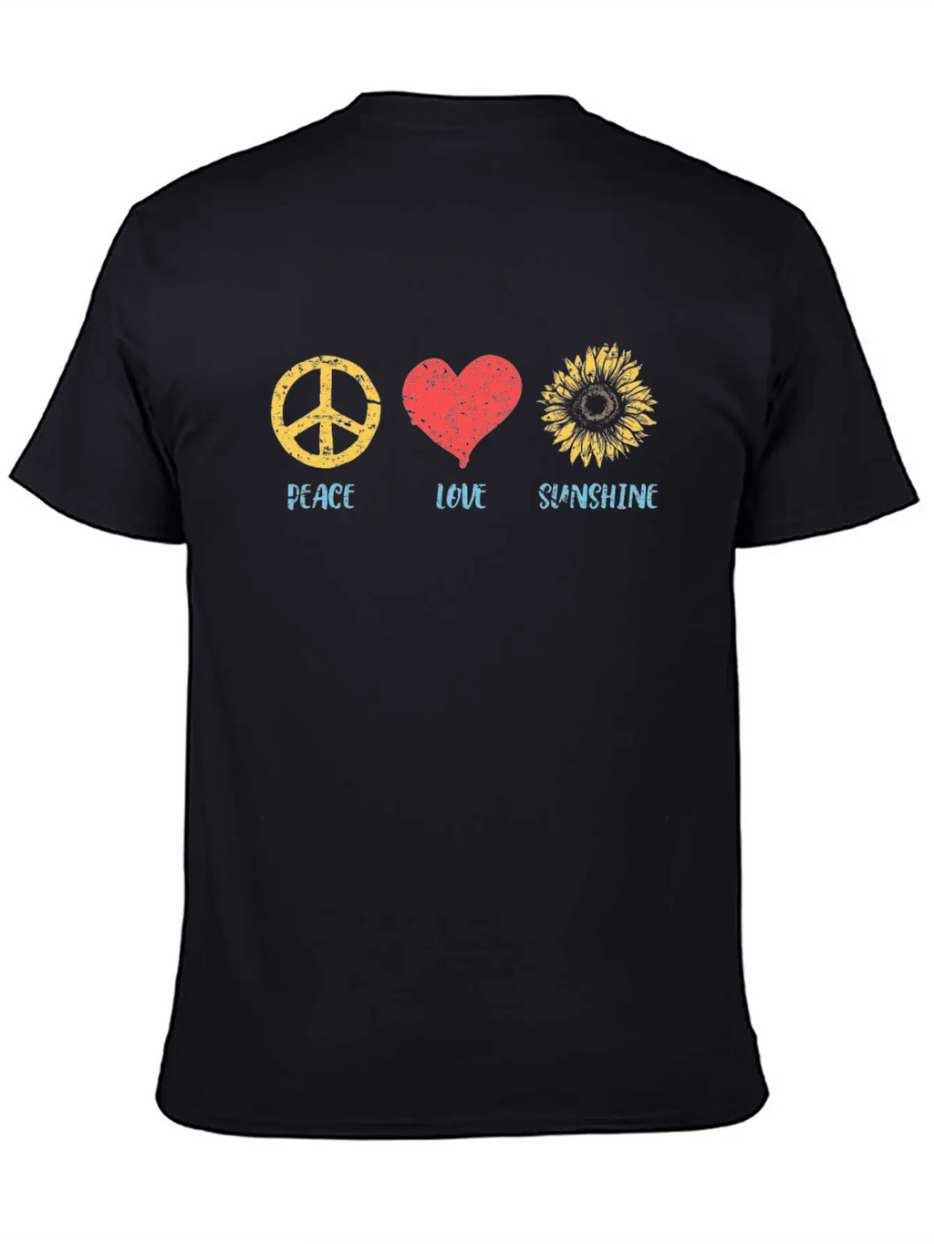 Sunflower Peace Sign Love Sunshine Vintage Hippie Breathable Graphic T-Shirt – Perfect For Casual Days