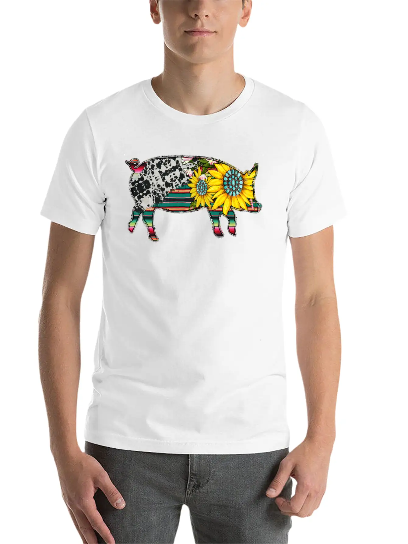 Sunflower Pig Basic Graphic T-Shirt – Daily Comfort In Soft Cotton