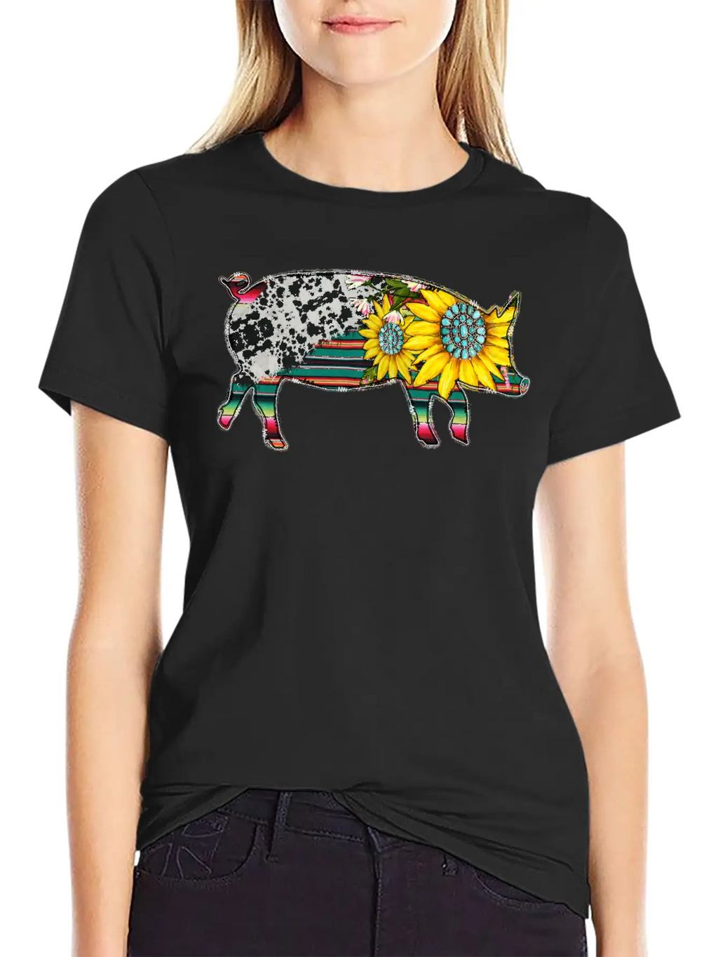 Sunflower Pig Basic Graphic T-Shirt – Daily Comfort In Soft Cotton