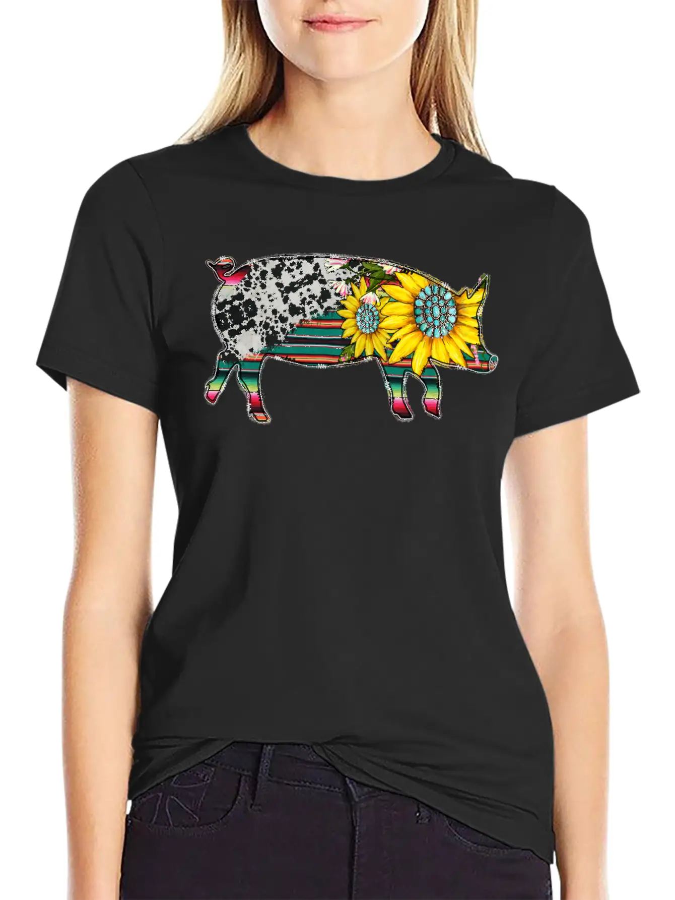 Sunflower Pig Basic Graphic T-Shirt – Daily Comfort In Soft Cotton