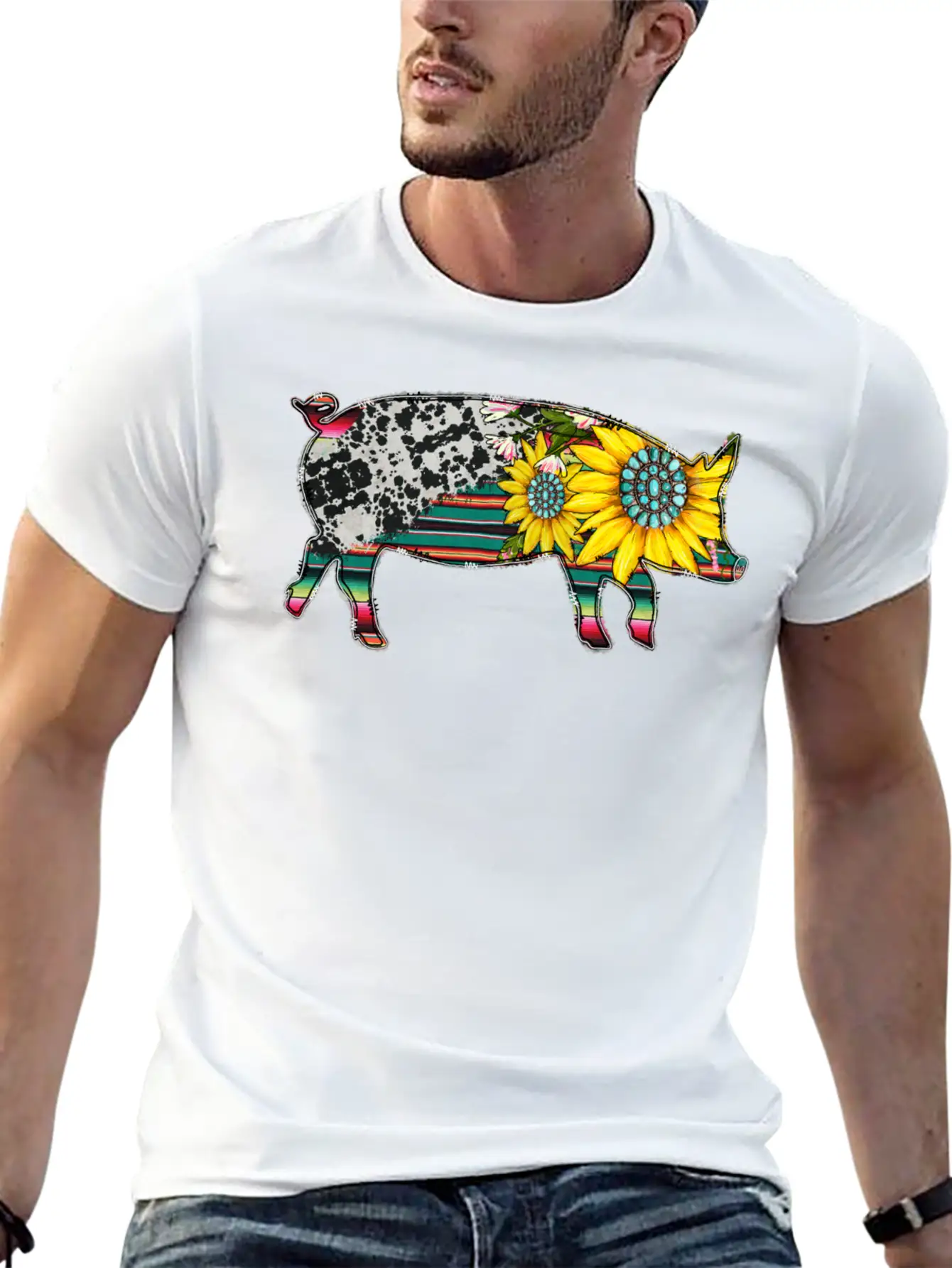 Sunflower Pig Basic Graphic T-Shirt – Daily Comfort In Soft Cotton