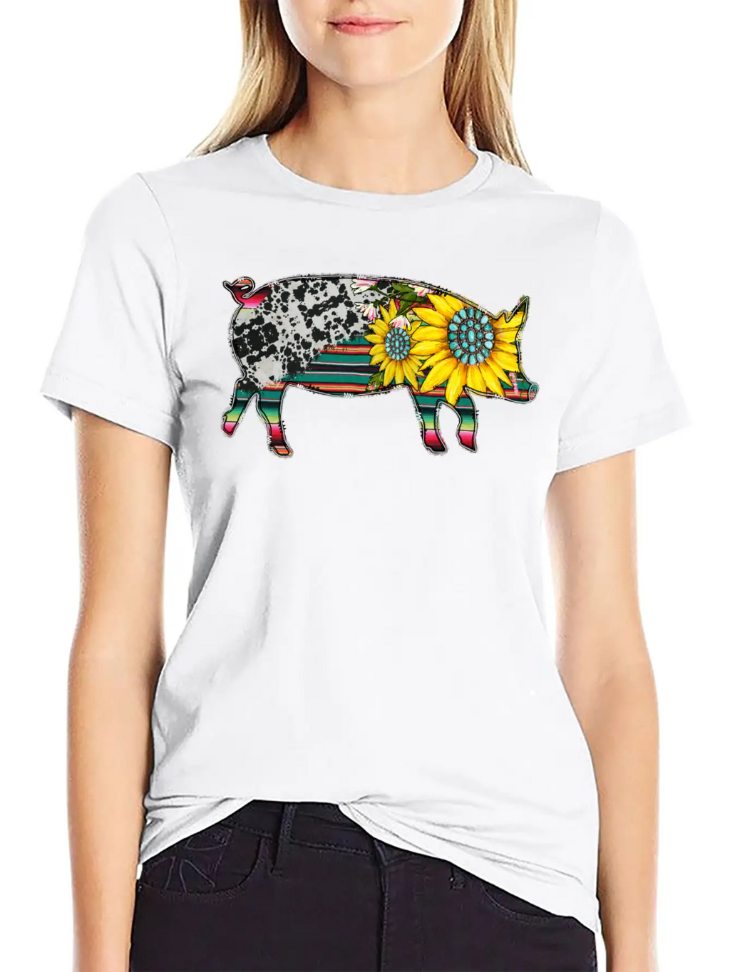 Sunflower Pig Basic Graphic T-Shirt – Daily Comfort In Soft Cotton