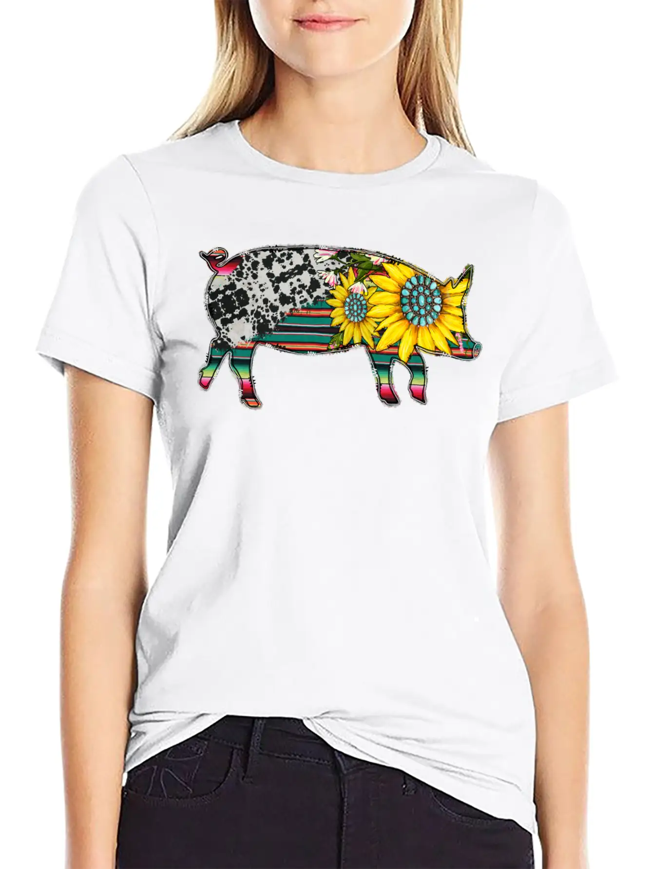 Sunflower Pig Basic Graphic T-Shirt – Daily Comfort In Soft Cotton