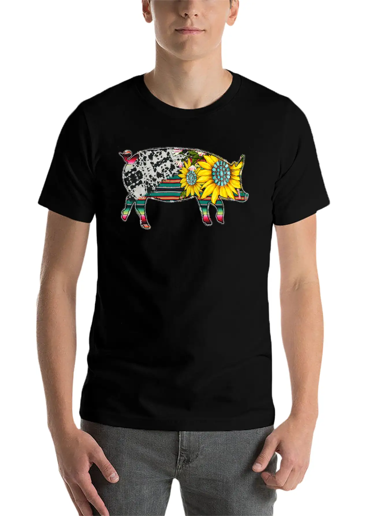 Sunflower Pig Basic Graphic T-Shirt – Daily Comfort In Soft Cotton