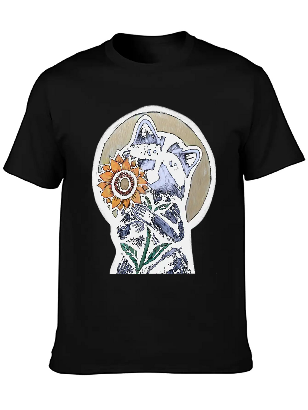 Sunflower Raccoon Breathable Graphic T-Shirt – Perfect For Casual Days