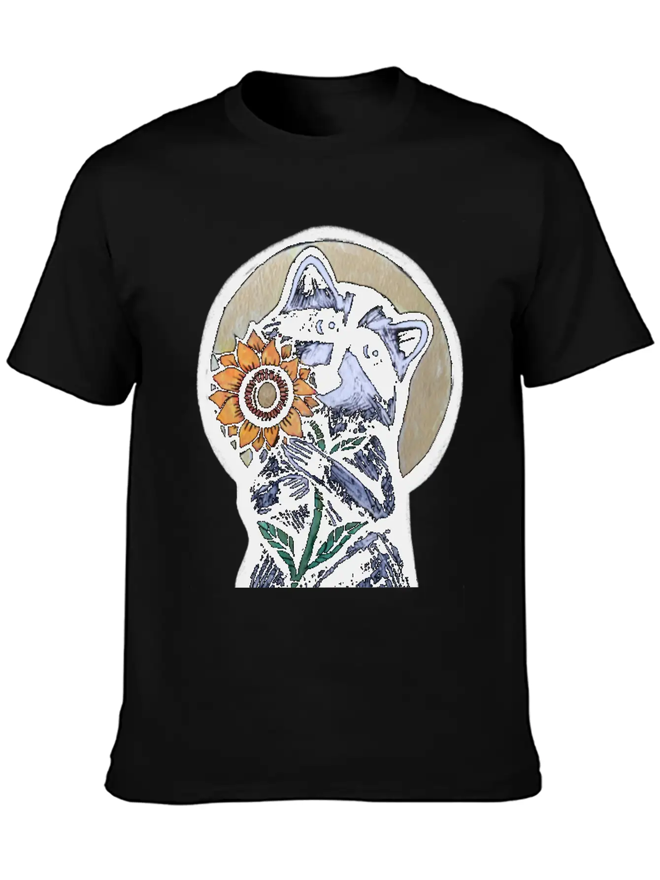 Sunflower Raccoon Breathable Graphic T-Shirt – Perfect For Casual Days