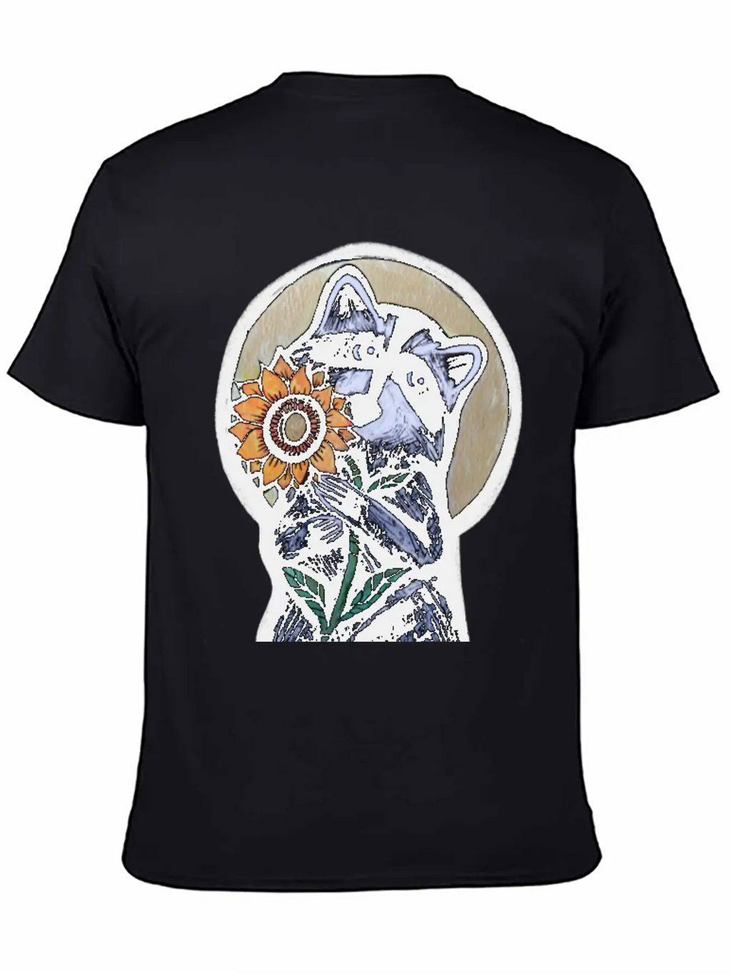 Sunflower Raccoon Breathable Graphic T-Shirt – Perfect For Casual Days