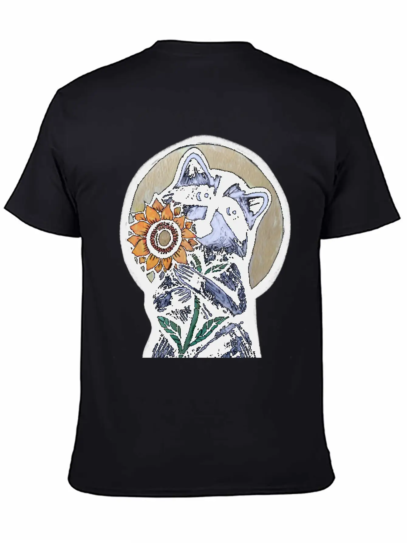 Sunflower Raccoon Breathable Graphic T-Shirt – Perfect For Casual Days