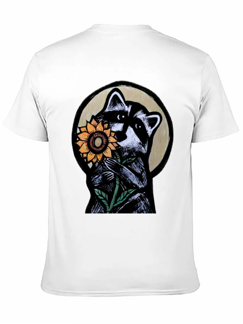 Sunflower Raccoon Breathable Graphic T-Shirt – Perfect For Casual Days