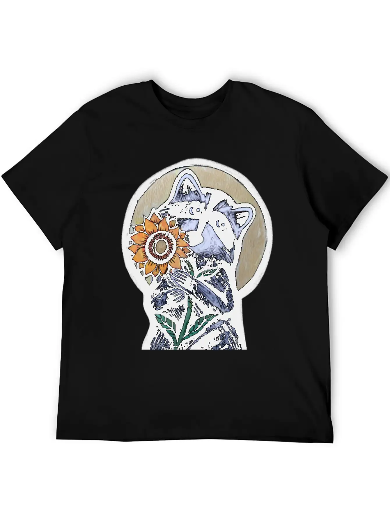 Sunflower Raccoon Breathable Graphic T-Shirt – Perfect For Casual Days