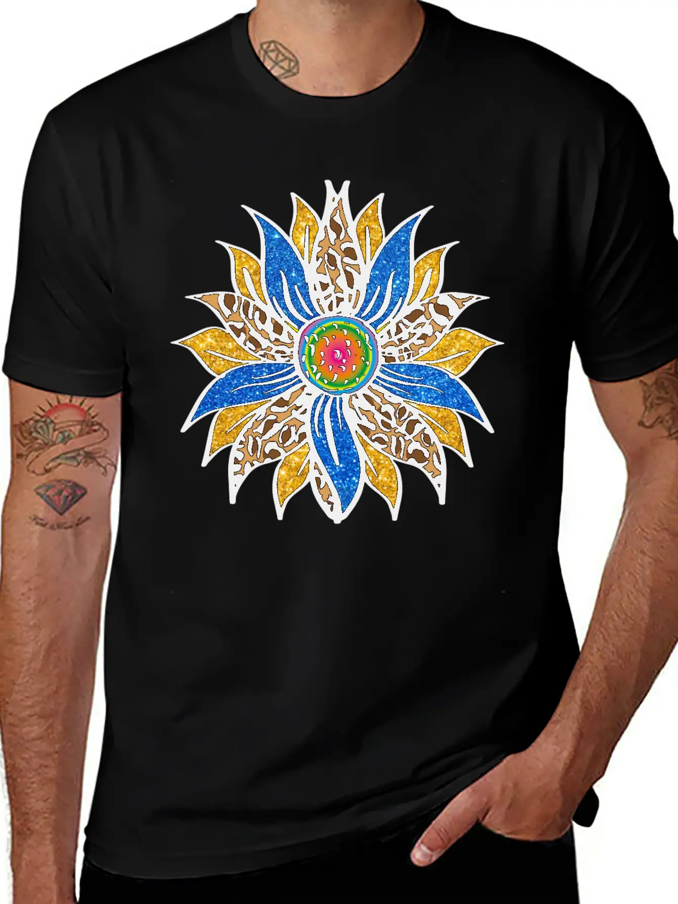 Sunflower With Leopar Basic Graphic T-Shirt – Daily Comfort In Soft Cotton