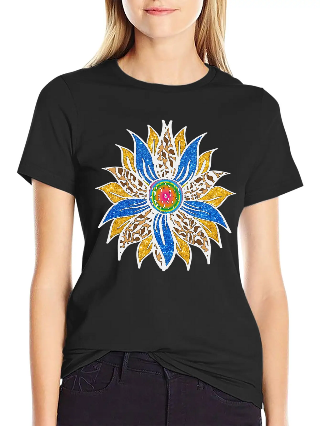 Sunflower With Leopar Basic Graphic T-Shirt – Daily Comfort In Soft Cotton