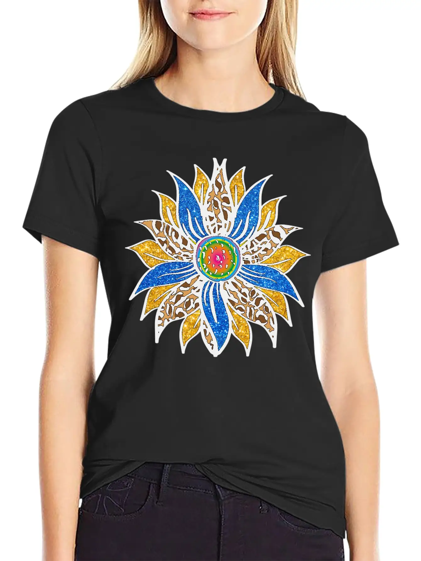 Sunflower With Leopar Basic Graphic T-Shirt – Daily Comfort In Soft Cotton