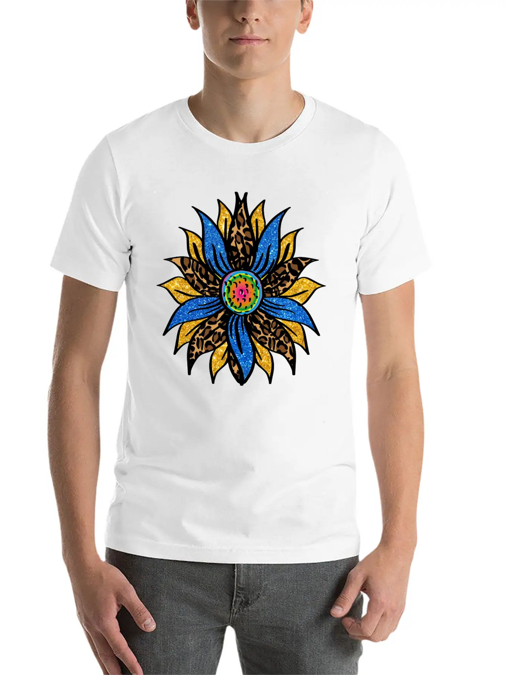 Sunflower With Leopar Basic Graphic T-Shirt – Daily Comfort In Soft Cotton