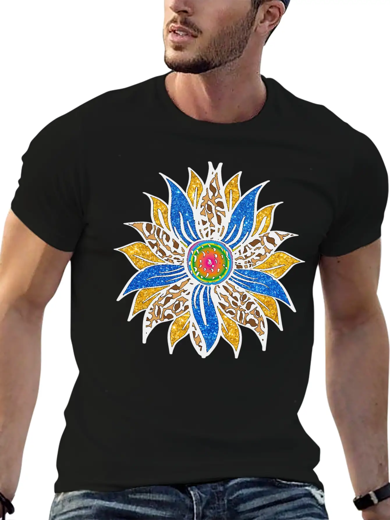 Sunflower With Leopar Basic Graphic T-Shirt – Daily Comfort In Soft Cotton