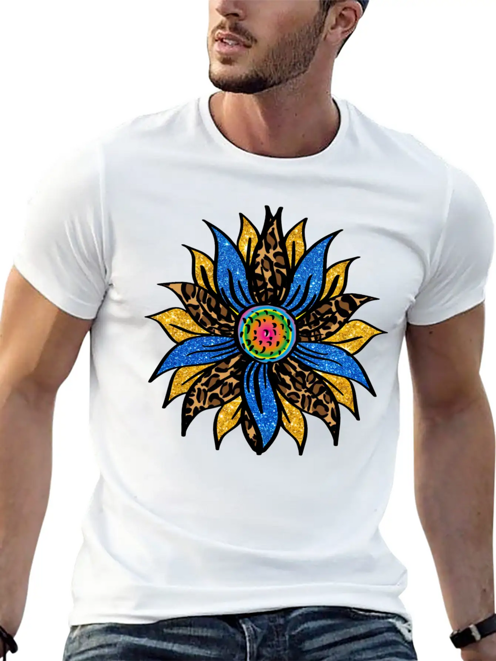 Sunflower With Leopar Basic Graphic T-Shirt – Daily Comfort In Soft Cotton