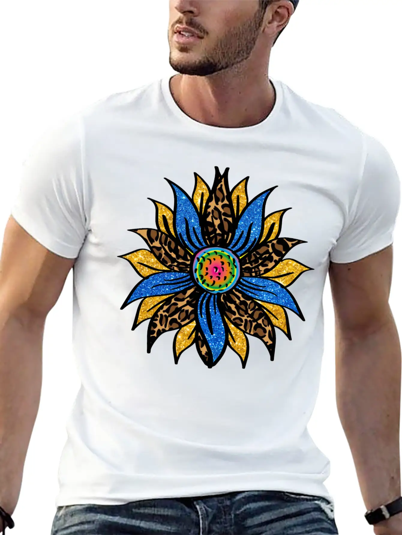 Sunflower With Leopar Basic Graphic T-Shirt – Daily Comfort In Soft Cotton