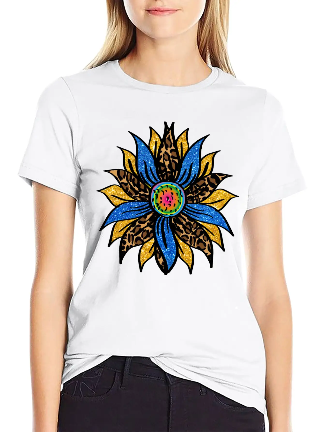 Sunflower With Leopar Basic Graphic T-Shirt – Daily Comfort In Soft Cotton