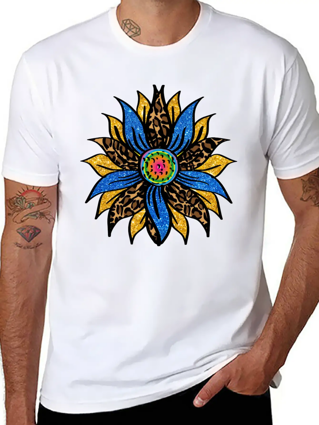 Sunflower With Leopar Basic Graphic T-Shirt – Daily Comfort In Soft Cotton